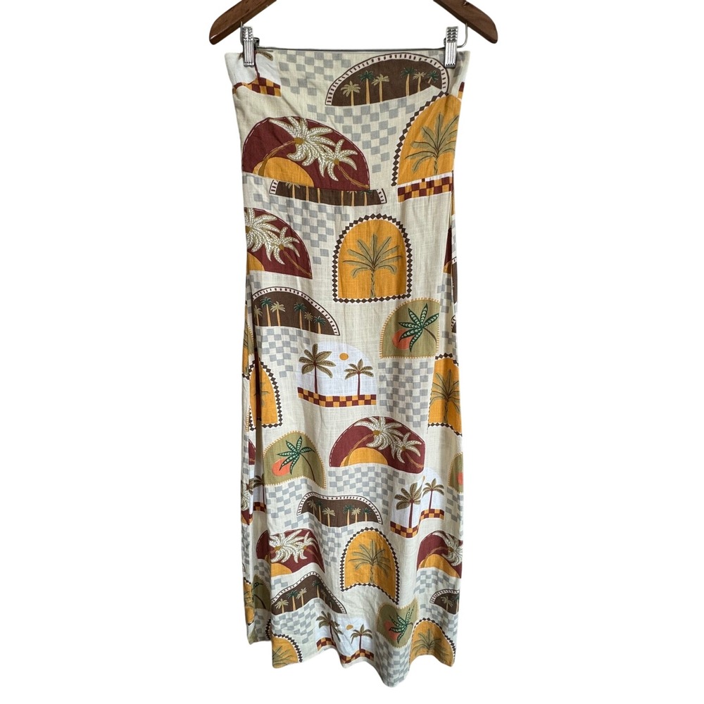 Paper Heart Dress Women‎ M Tropical Palm Tree Strapless Maxi Summer Resortwear